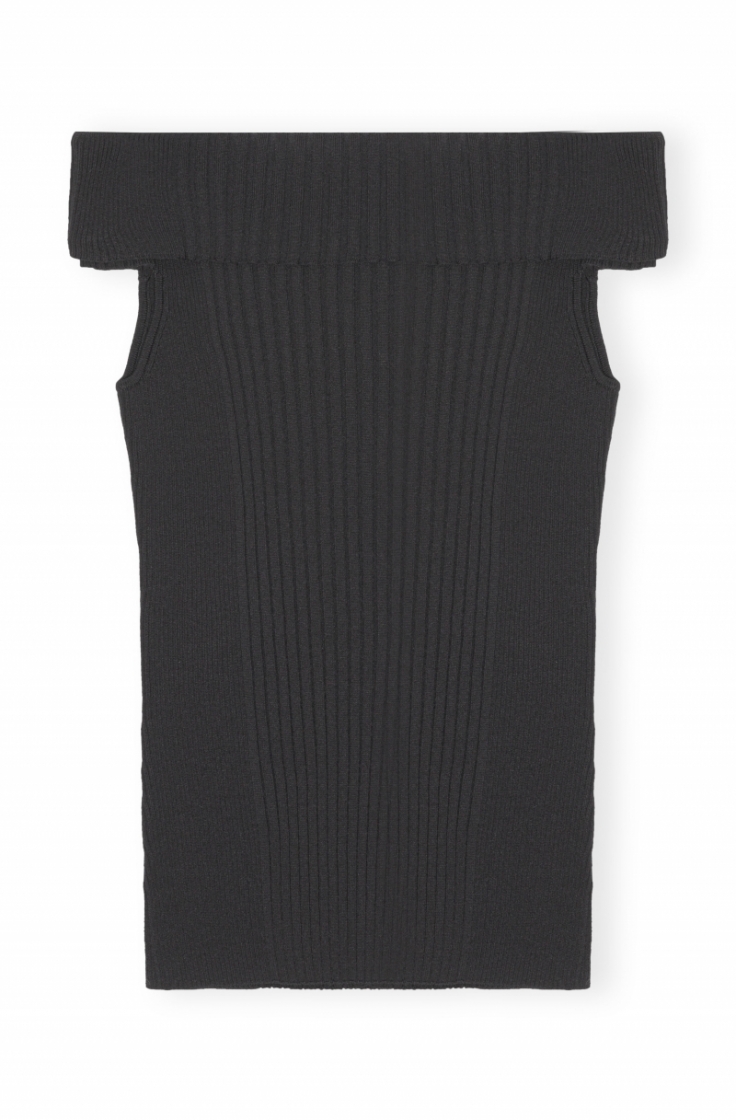 Melange Knit Off Shoulder Top 99 Black