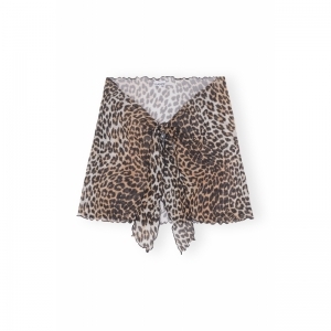 Mesh Cover Up Wrap Mini Skirt 943 Leopard