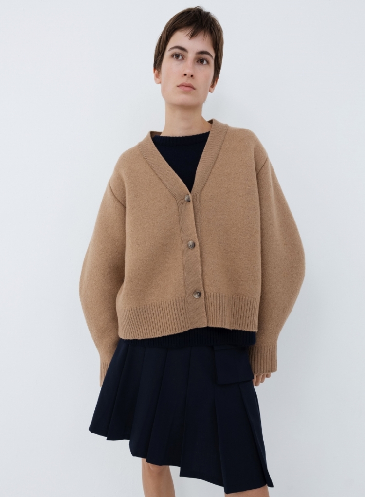 Cardigan boiled wool camel