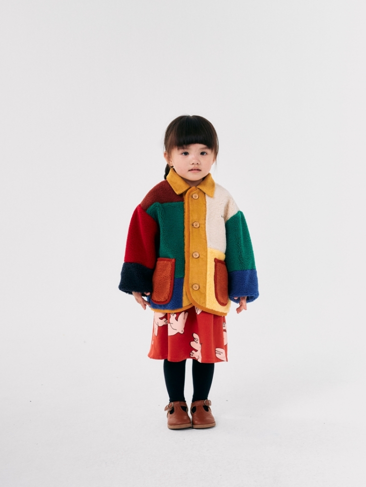 Color Block sheepskin jacket 991 MULTICOLOR