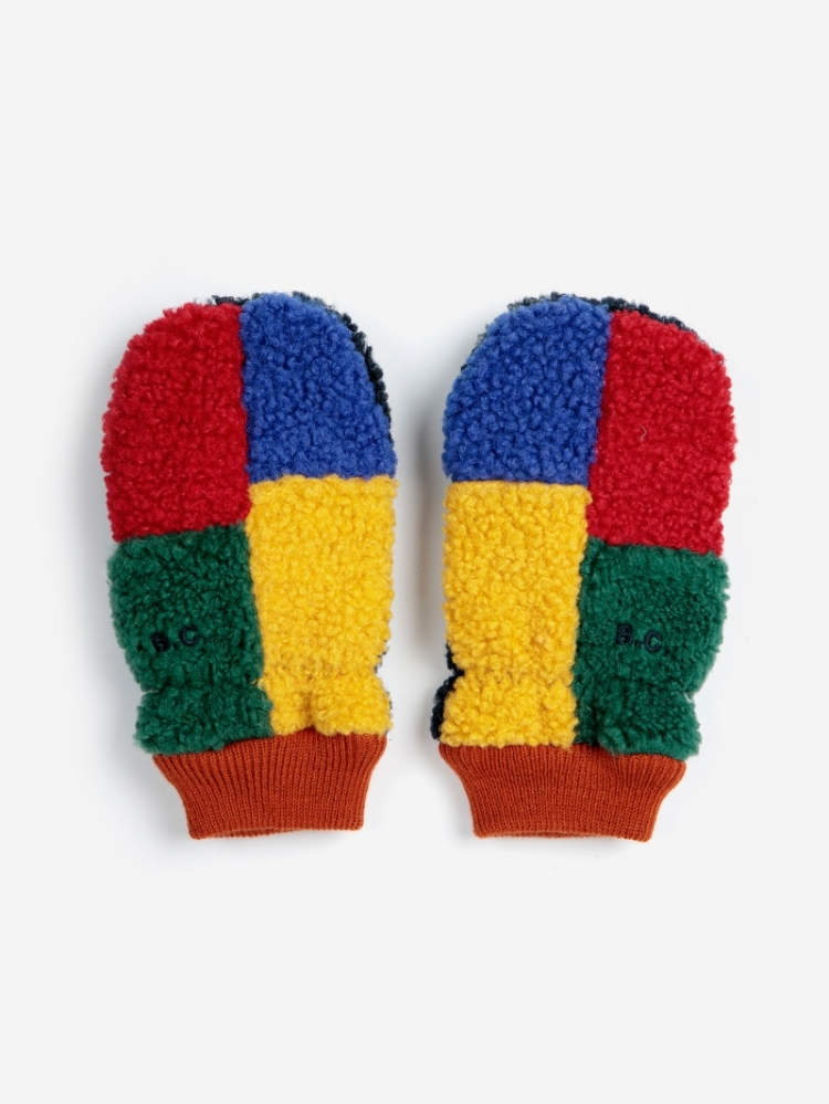 Color block sheepskin mittens 991 MULTICOLOR