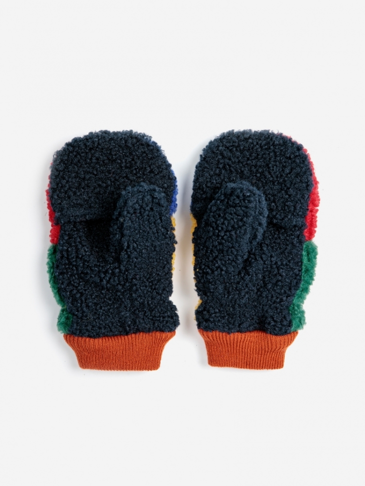 Color block sheepskin mittens 991 MULTICOLOR