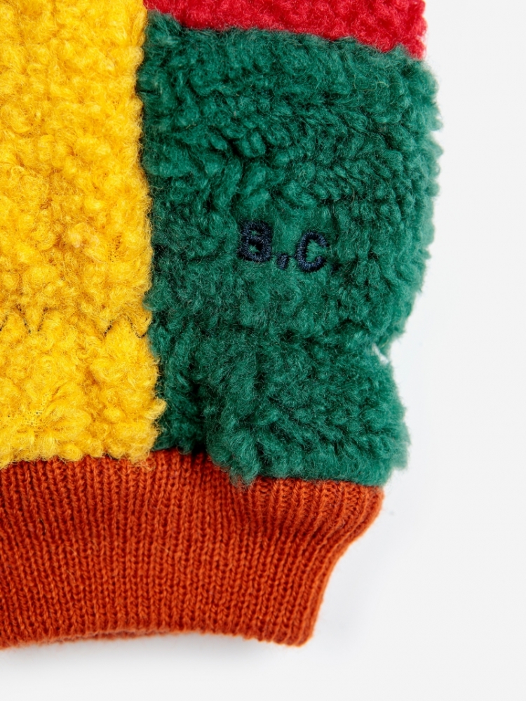 Color block sheepskin mittens 991 MULTICOLOR