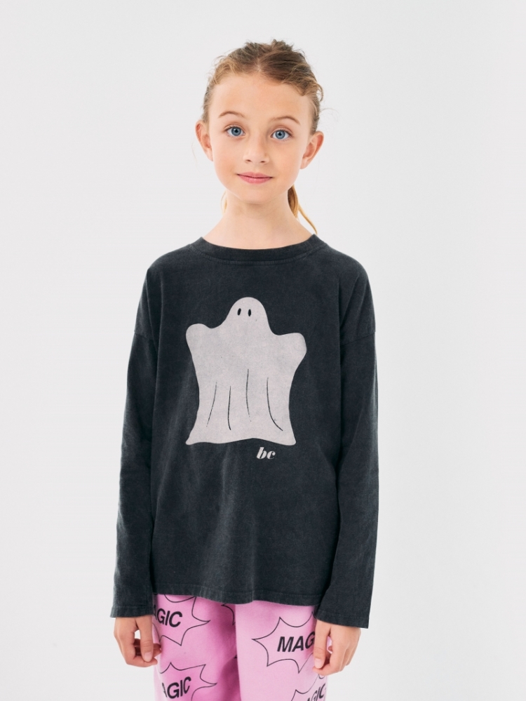 Funny Ghost  long sleeve T-shi 1 BLACK