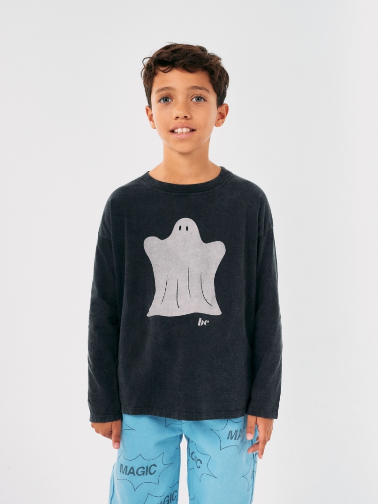 Funny Ghost  long sleeve T-shi 1 BLACK