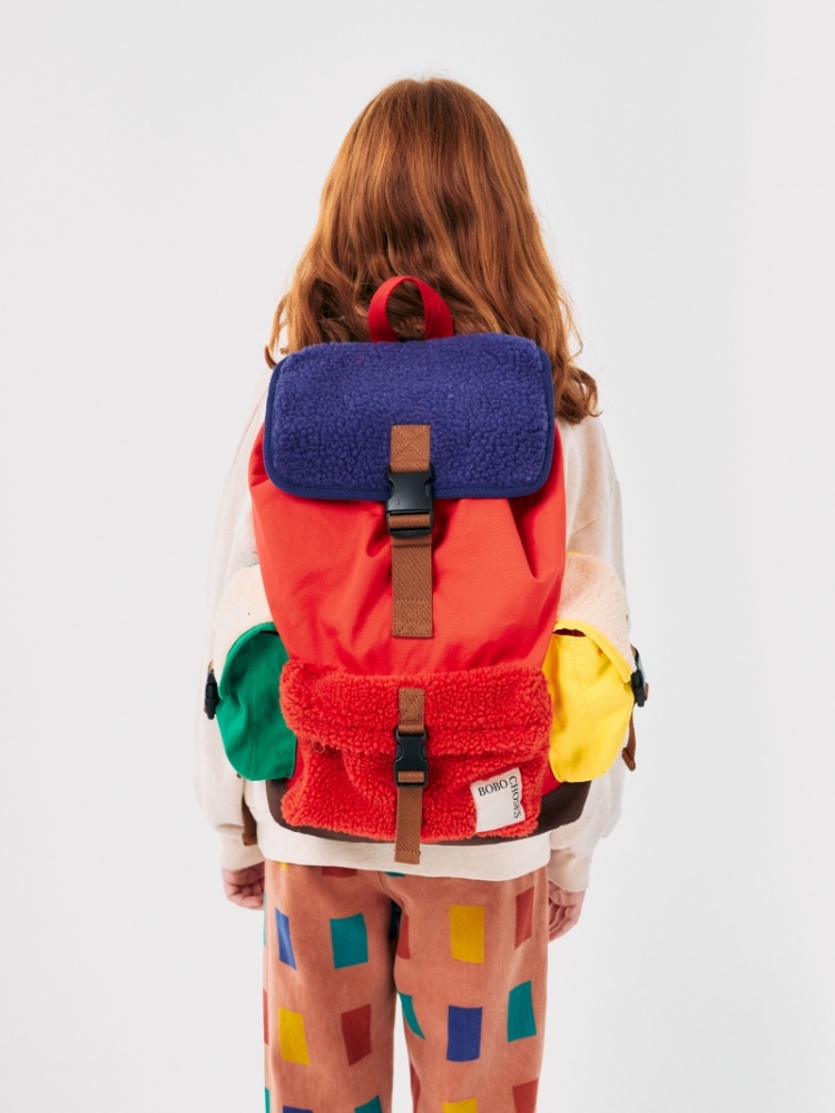 Sheepskin Color Block backpack 611 RED