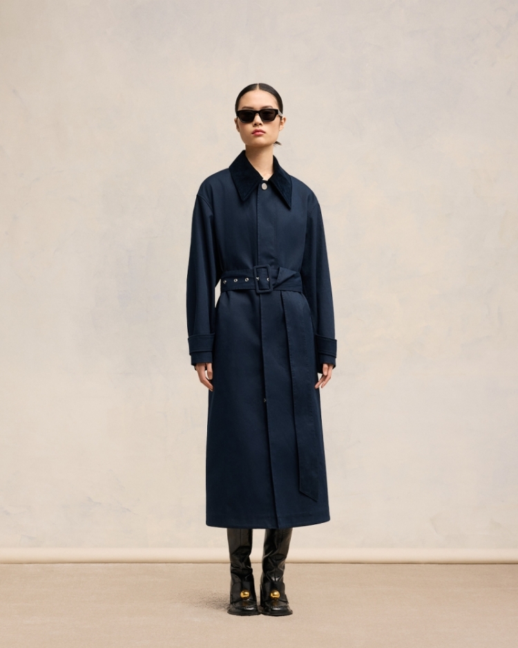 BELTED MAC 4018 NAVY BLUE