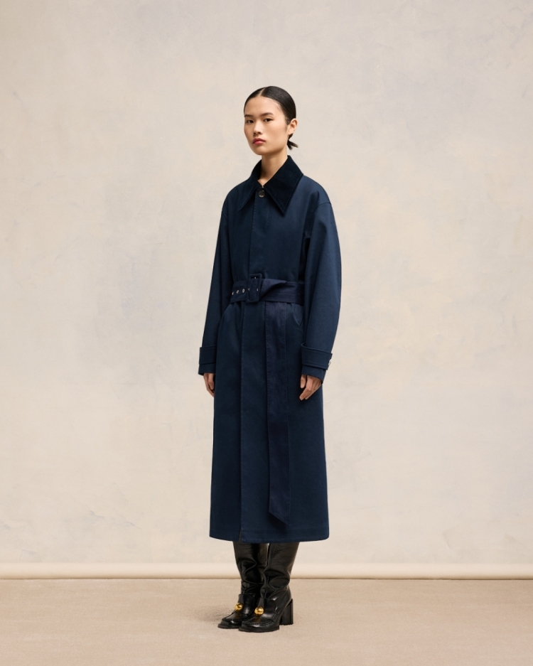 BELTED MAC 4018 NAVY BLUE