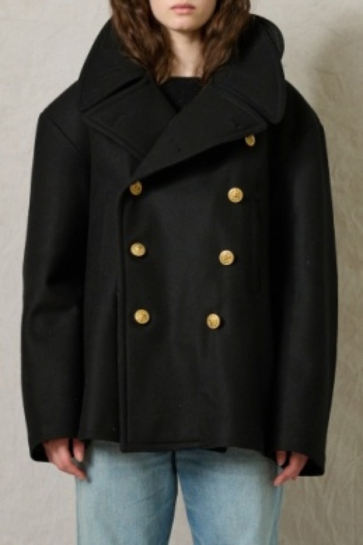 OVERSIZED PEACOAT 907 BLACK