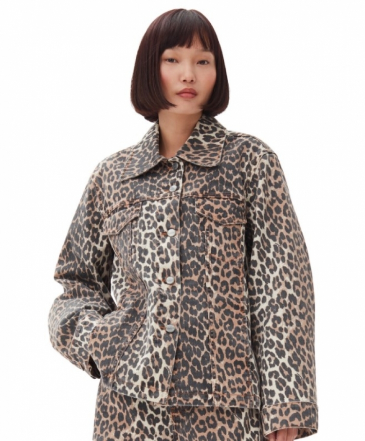 Print Denim Jacket Leopard