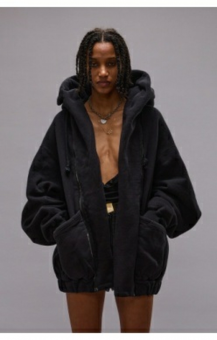 LILLIAN OVERSIZED SWEAT PARKA 001 BLACK