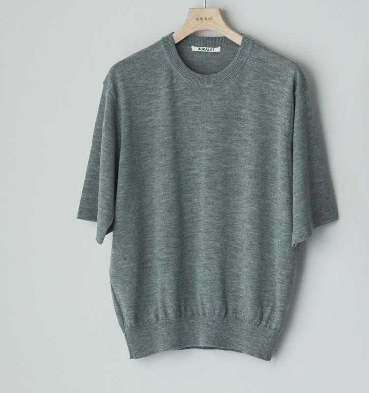 HARD TWIST CASHMERE KNIT TEE TOP GRAY