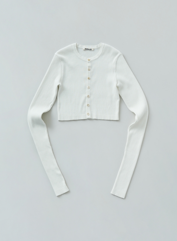 COTTON HIGH GAUGE RIB KNIT CRO WHITE
