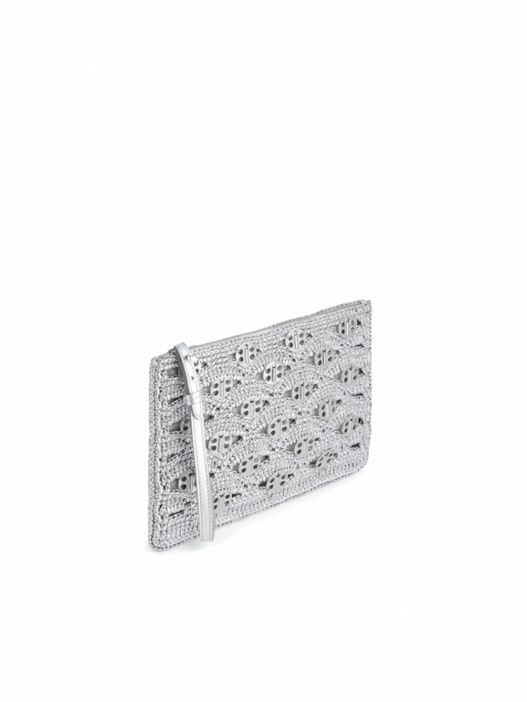 POUCH RAPHIA P040 SILVER