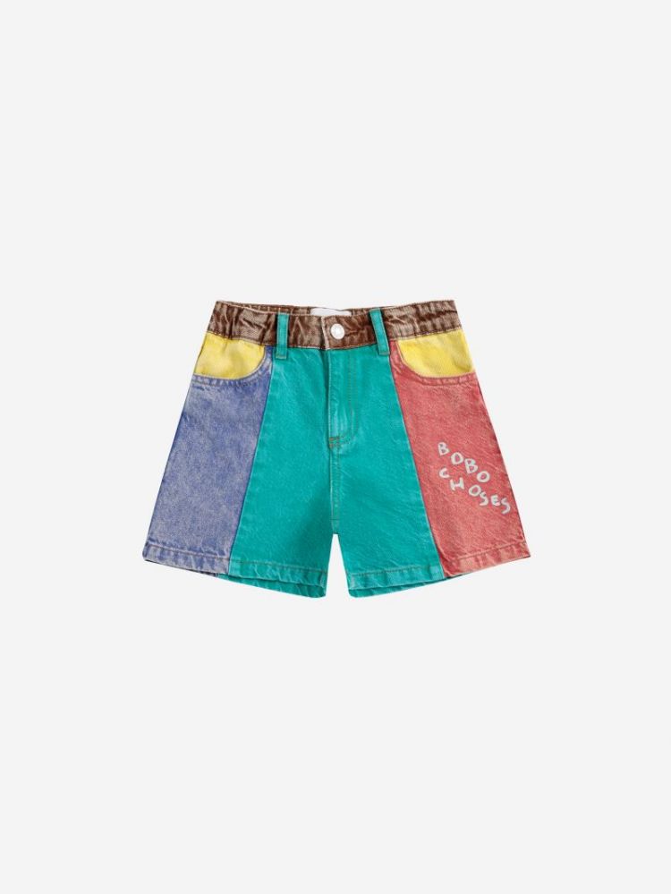 Color block denim shorts 991 MULTICOLOR