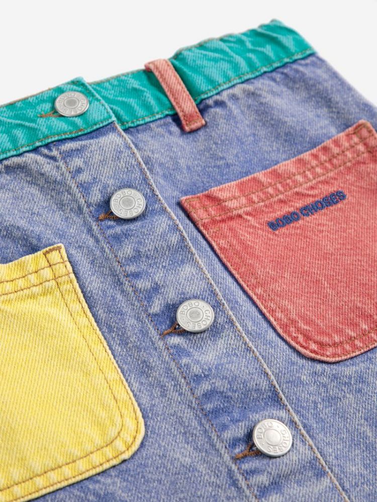 Color block denim skirt 991 MULTICOLOR