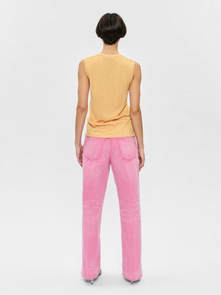 CONTRAST STITCH SHELL - CREAMSICLE