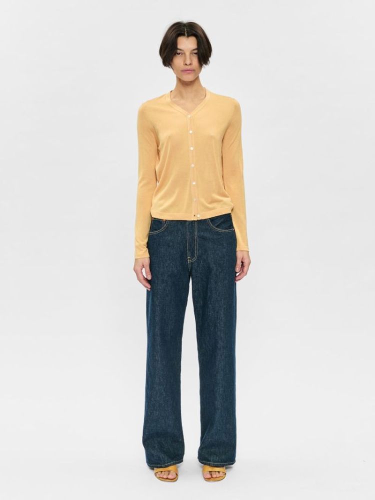 CONTRAST STITCH CARDIGAN - CREAMSICLE