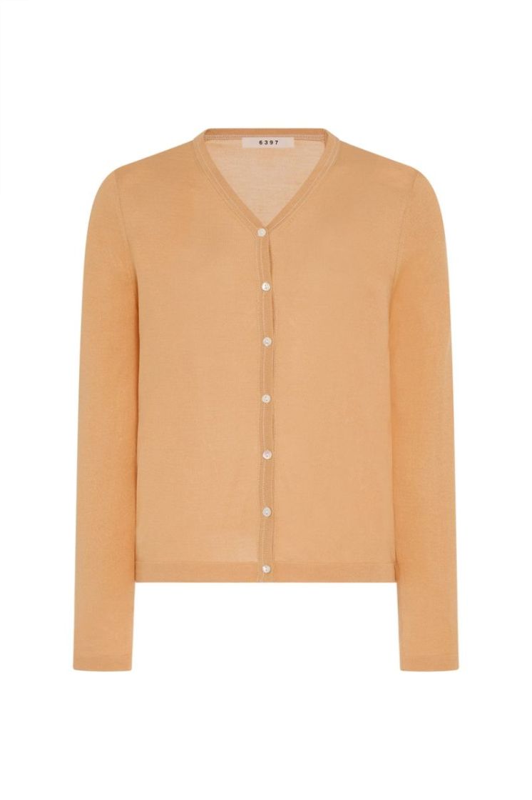 CONTRAST STITCH CARDIGAN - CREAMSICLE