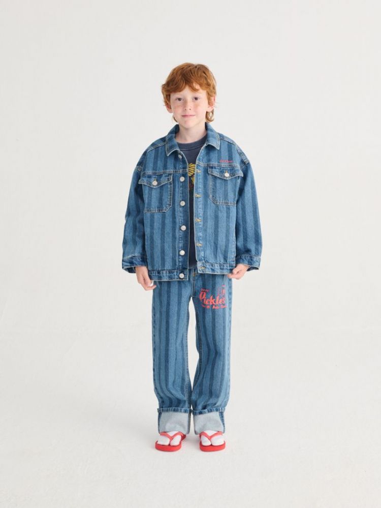 Bobo Choses Striped denim jack 411 NAVY BLUE