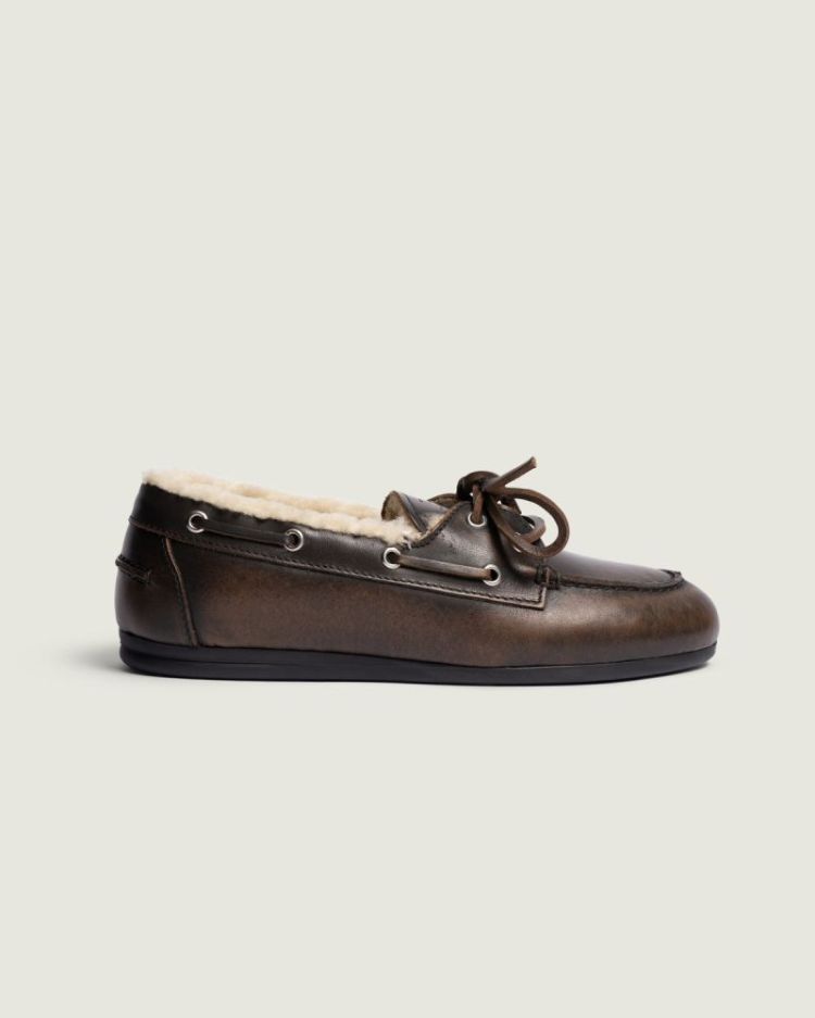 Boat Loafer Brushed - Fur leat 205 COFFEE