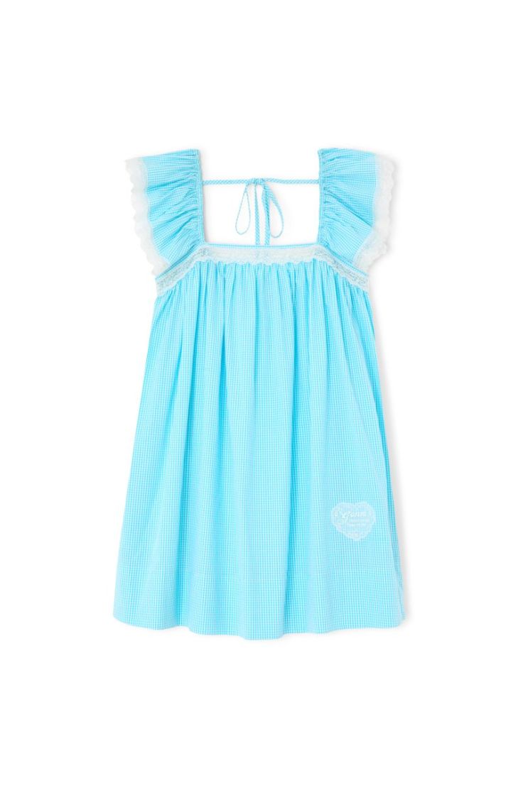 Check Cotton Baby Doll Mini Dr - Blue Curacao