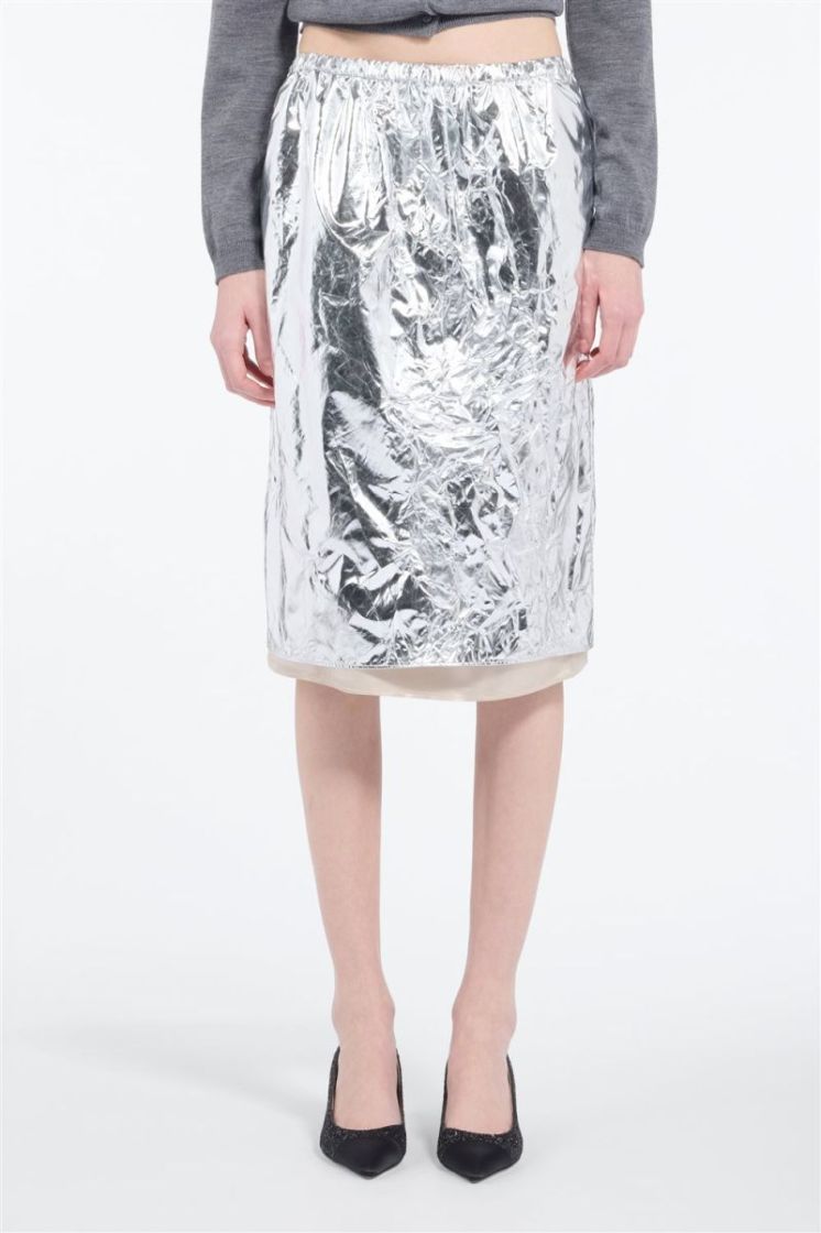 Woven  Skirt M801 Argento