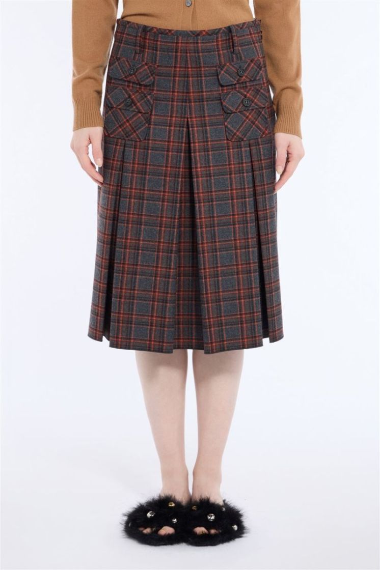 Woven  Skirt Q8B1 Quadro Gri