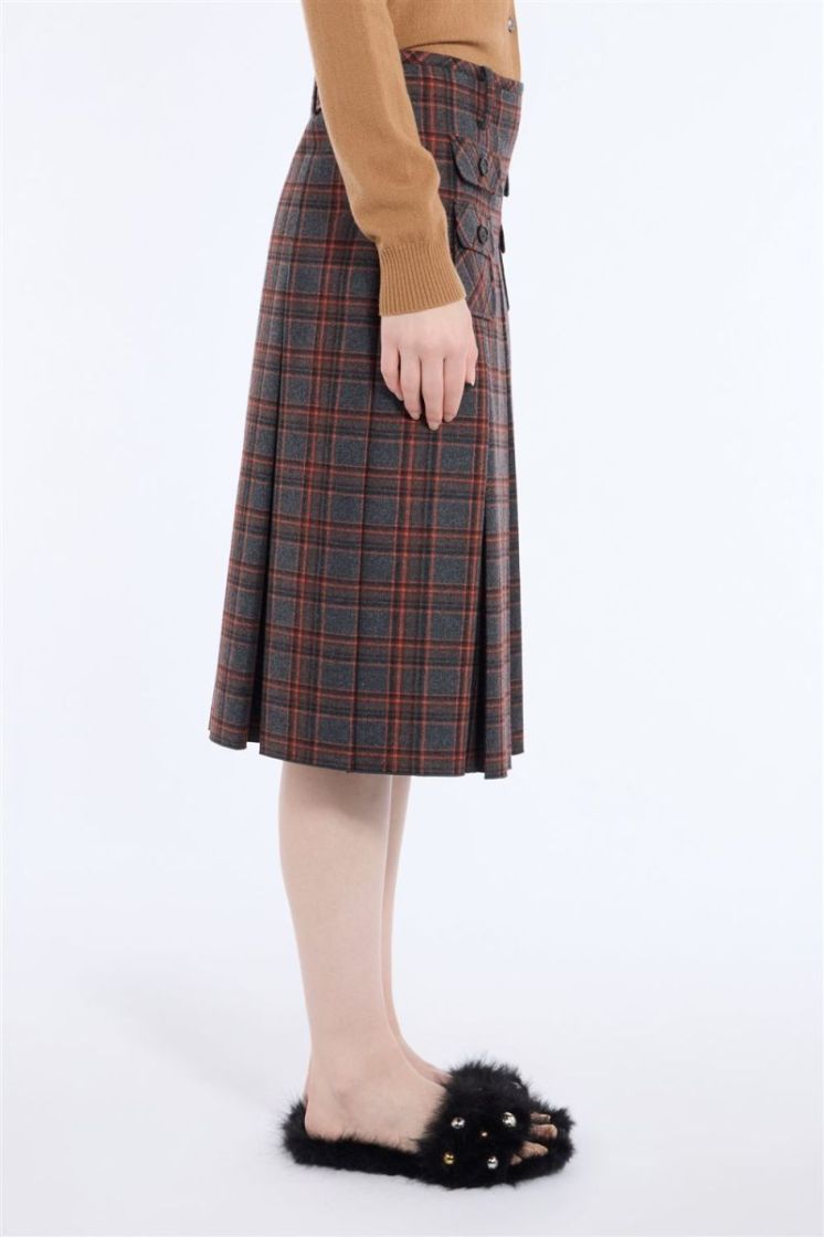 Woven  Skirt Q8B1 Quadro Gri