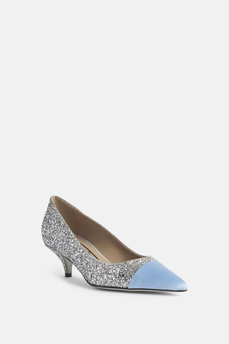 Pump Satin + Glitter SB01 SIL/L.BLU