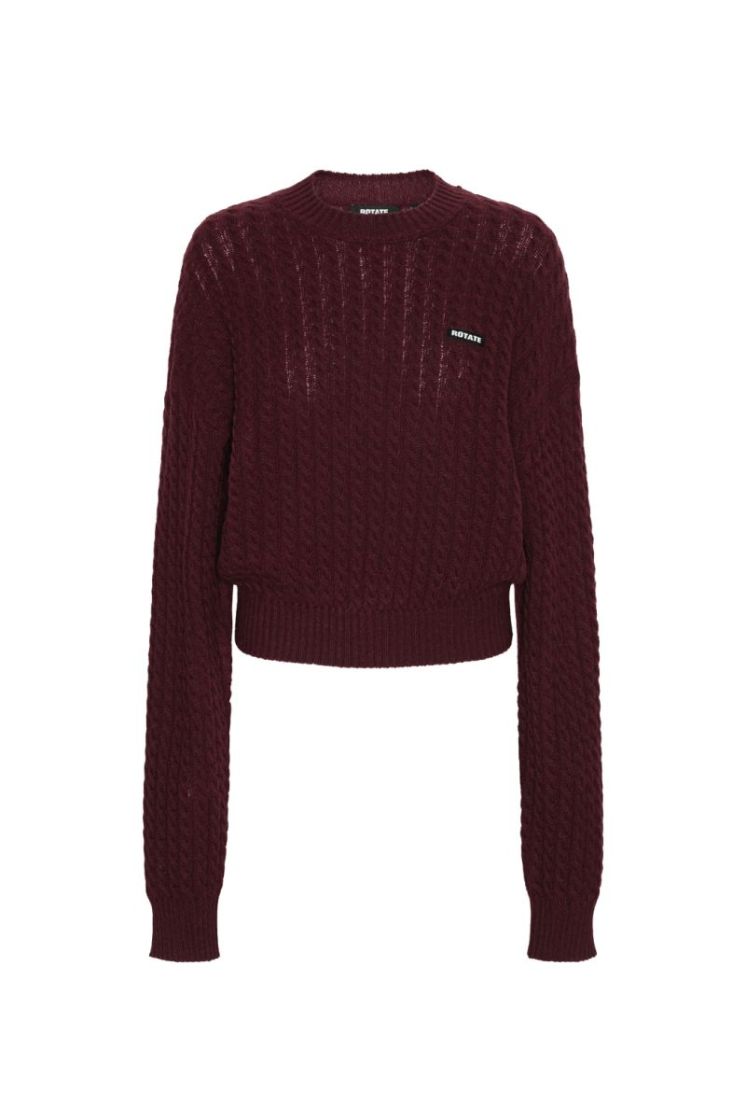 CABLE CREWNECK SWEATER - Decadent Choc