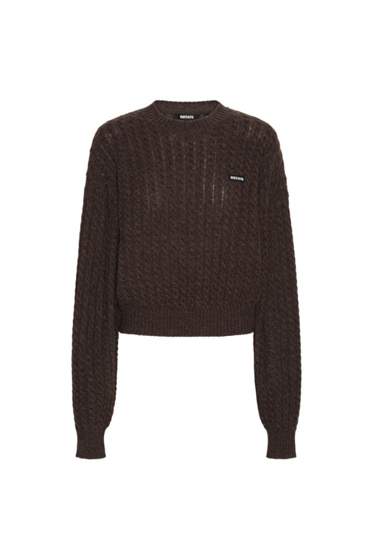 CABLE CREWNECK SWEATER - Potting Soil