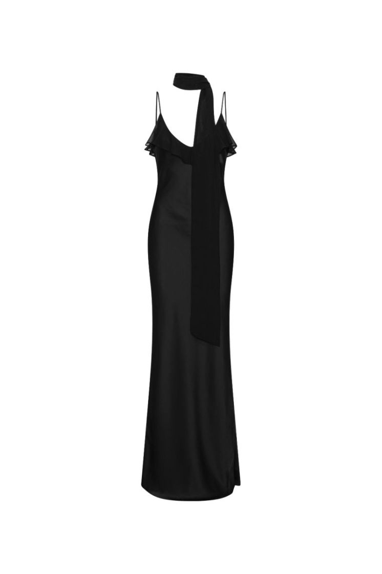 V-NECK SLIP DRESS - BLACK