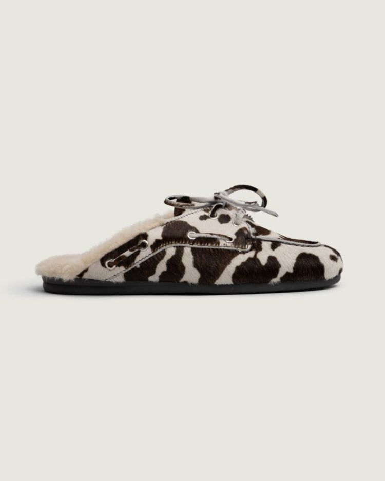 Boat Loafer Mule Fur - Animal 702 Cow