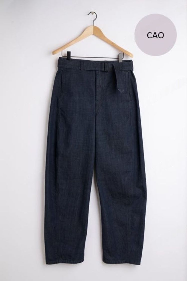 TWISTED BELTED PANTS - DENIM INDIGO