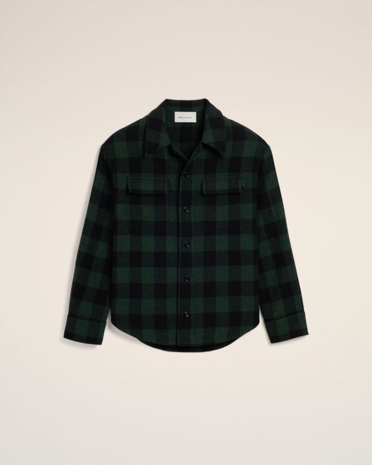 WIDE CAMP COLLAR OVERSHIRT WIT A258 VERT BOUTE