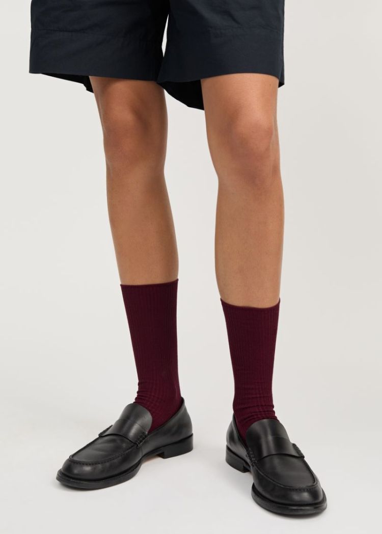 Cotton Rib Socks I - Bordeaux