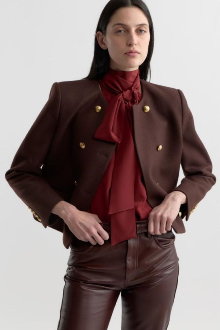 MELANIE CROPPED JACKET - MAHOGANY