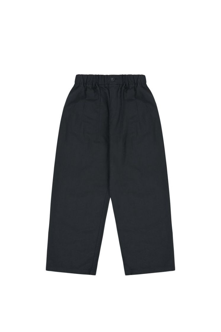 PINTUCK WIDE CHINO PANTS - NAVY