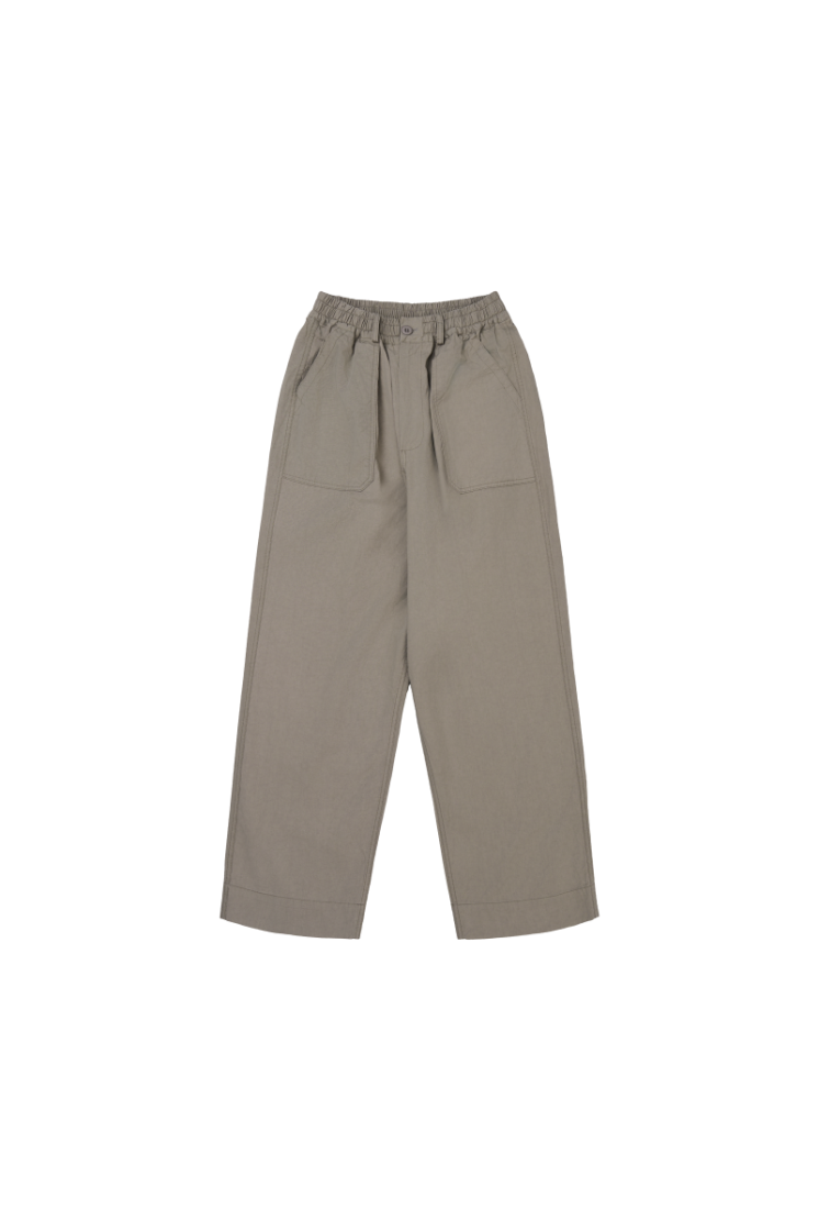 ONE TUCK WIDE FATIGUE PANTS - BEIGE