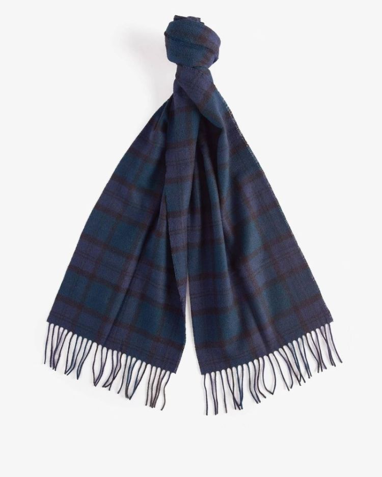 TARTAN LAMBSWOOL SCARF SOS NY91 BLACK
