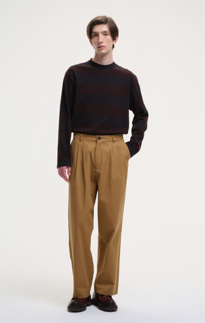 Double Pleat Pants Cotton - Beige