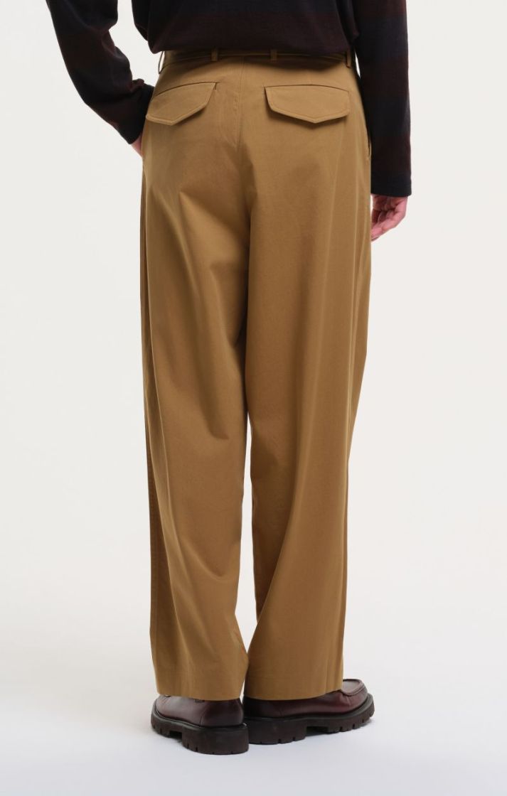 Double Pleat Pants Cotton - Beige