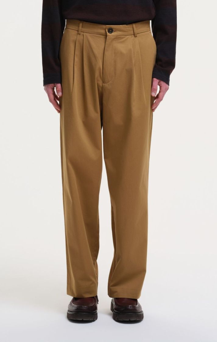 Double Pleat Pants Cotton - Beige