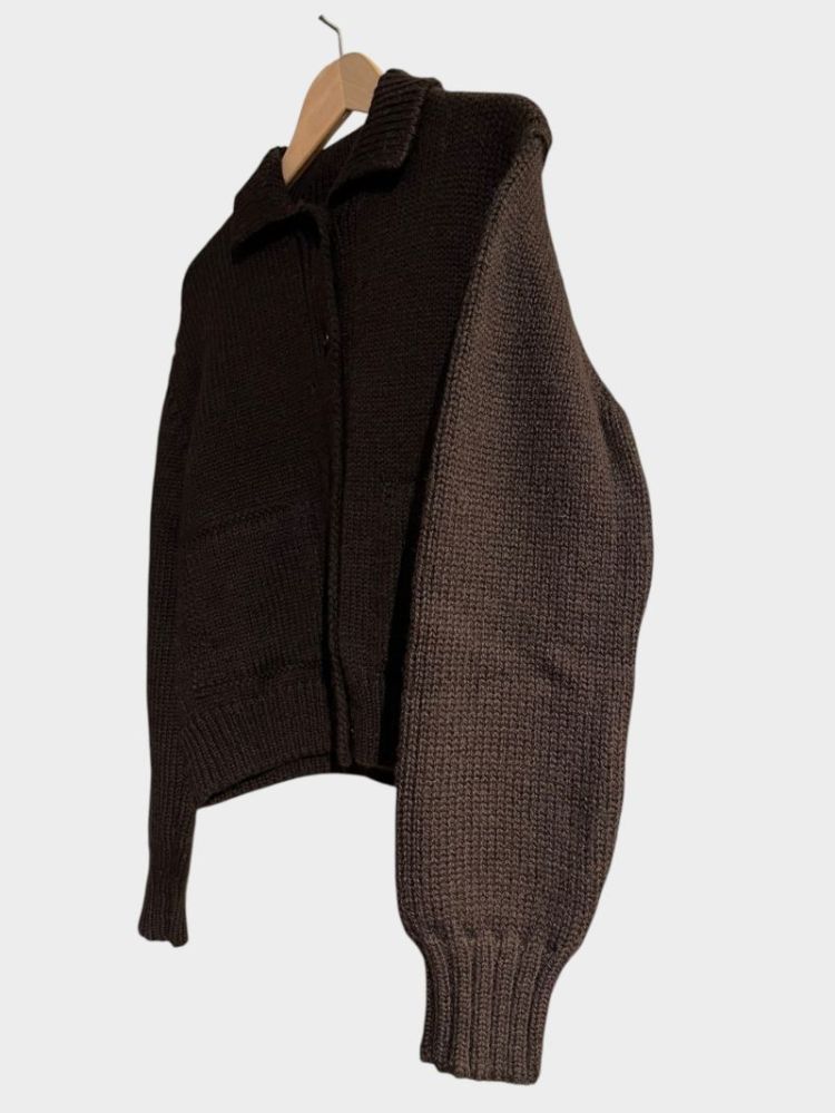MHL BOMBER CARDIGAN - DARK BROWN