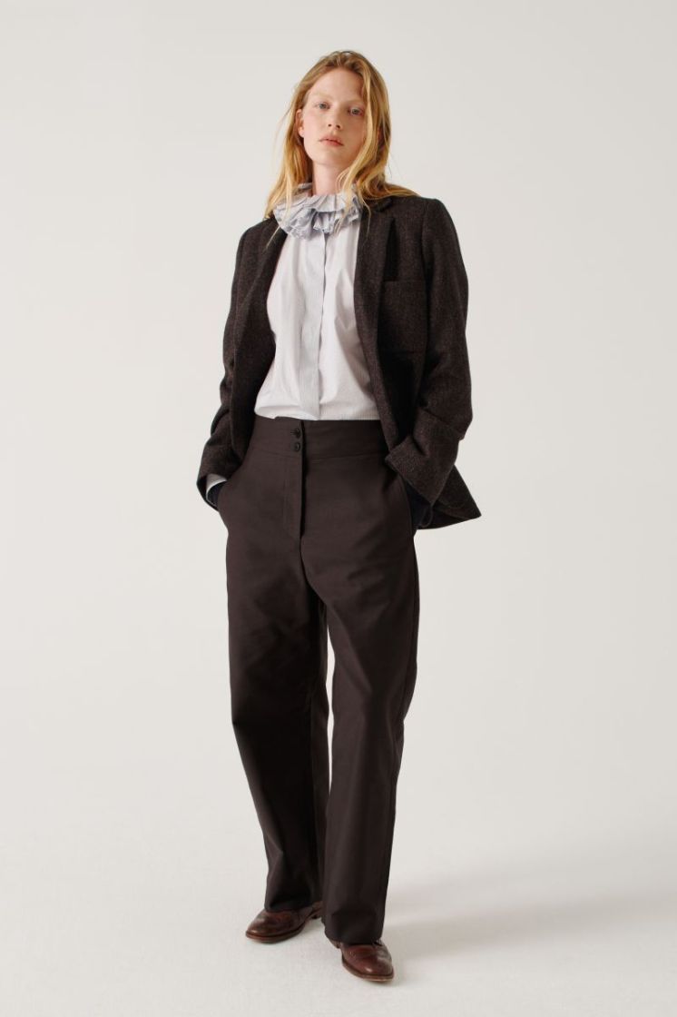 PATCH POCKET CARDIGAN JACKET - BLACK / BROWN