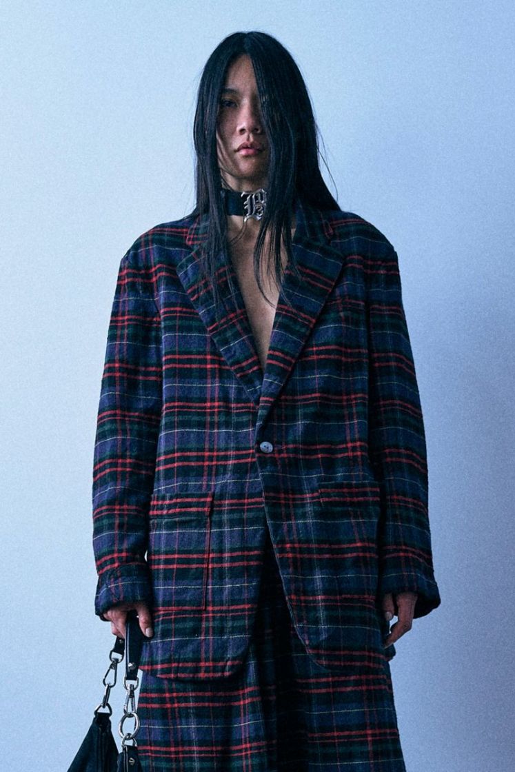 BLAZER WITH PIPING - NAVY GREEN RE