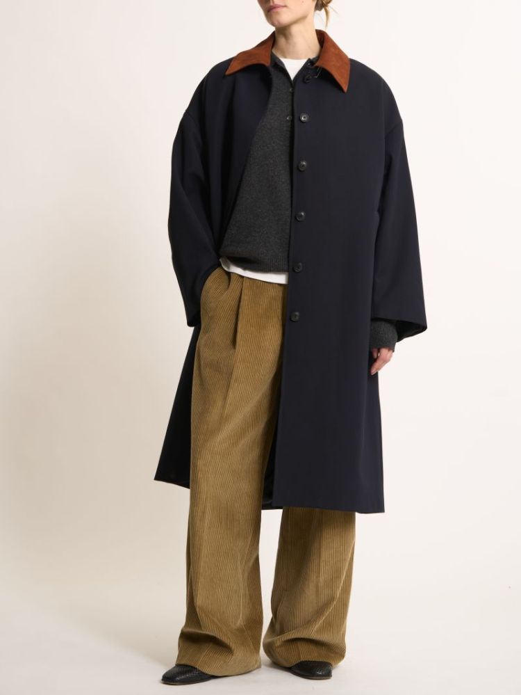 Suede collar coat 410_322 navy