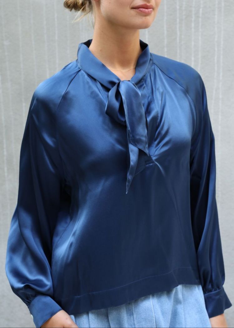 SHIRT SILK NAVY