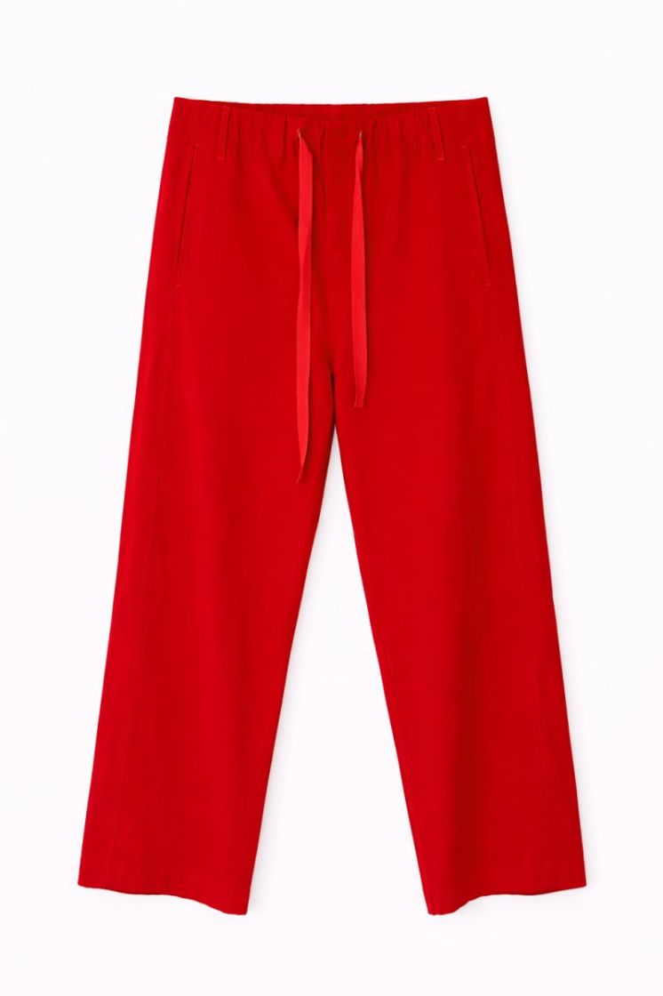 BABY CORD DRAWSTRING PANTS - RED CARPET